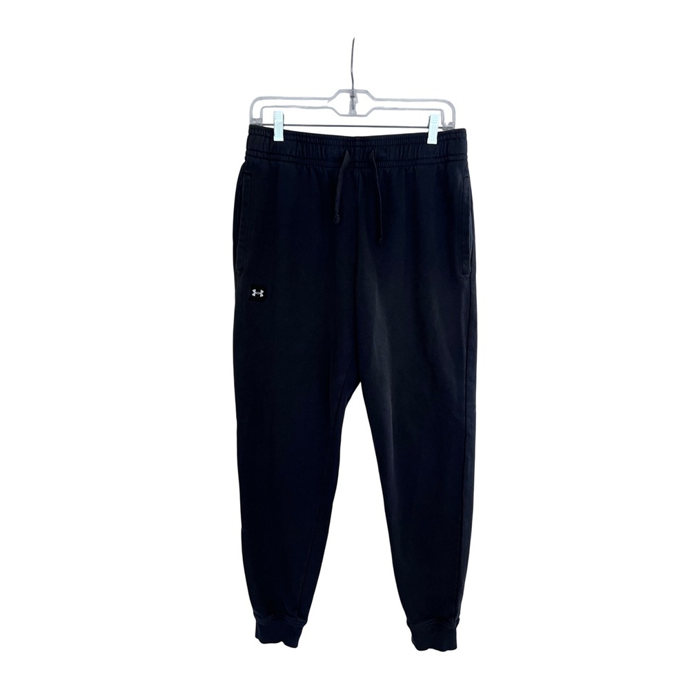 Under Armour Mens Rival Fleece Joggers Black Loose Fit Sweatpants Large